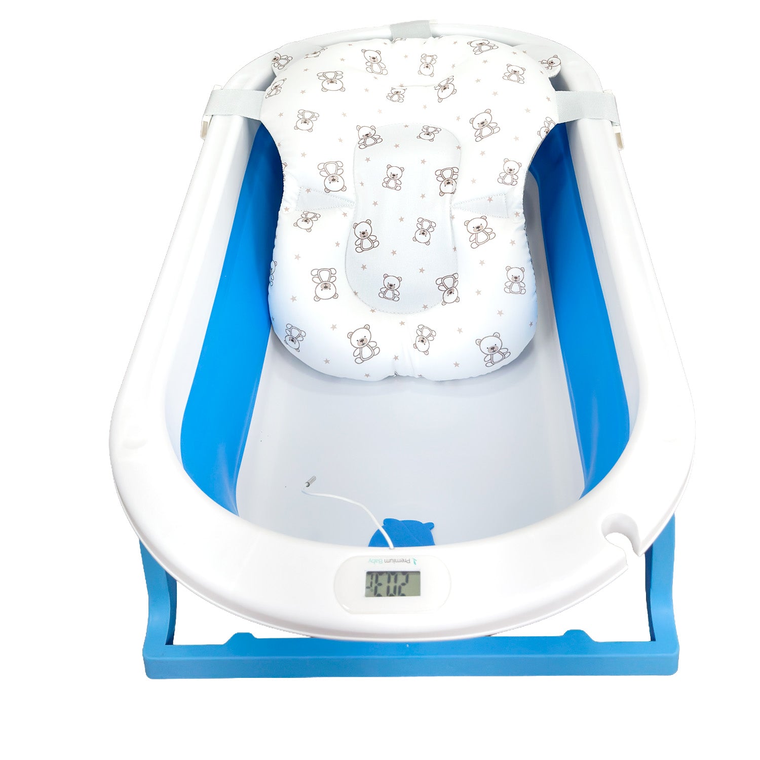 Bañera Bebé Premium baby Cojín y Termómetro Pol Azul
