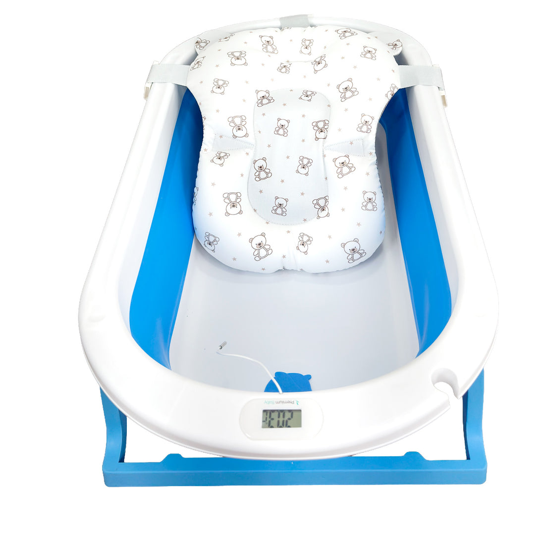 Bañera Bebé Premium baby Cojín y Termómetro Pol Azul