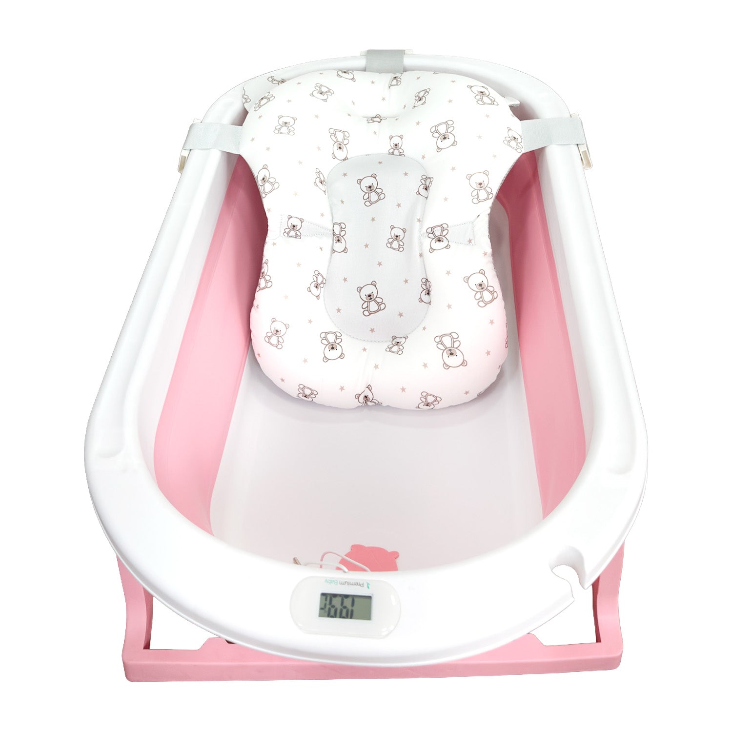 Bañera Bebé Premium baby Cojín y Termómetro Pol Rosa
