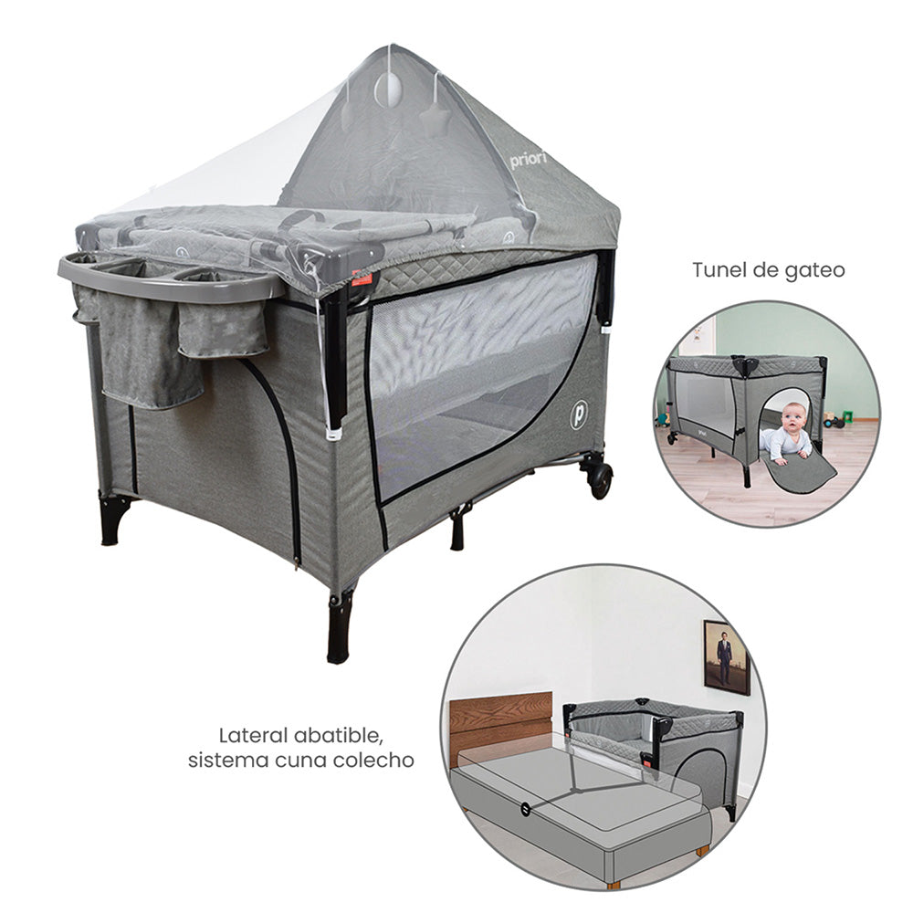 Cuna Colecho Bebe Pro-Max Priori Gris