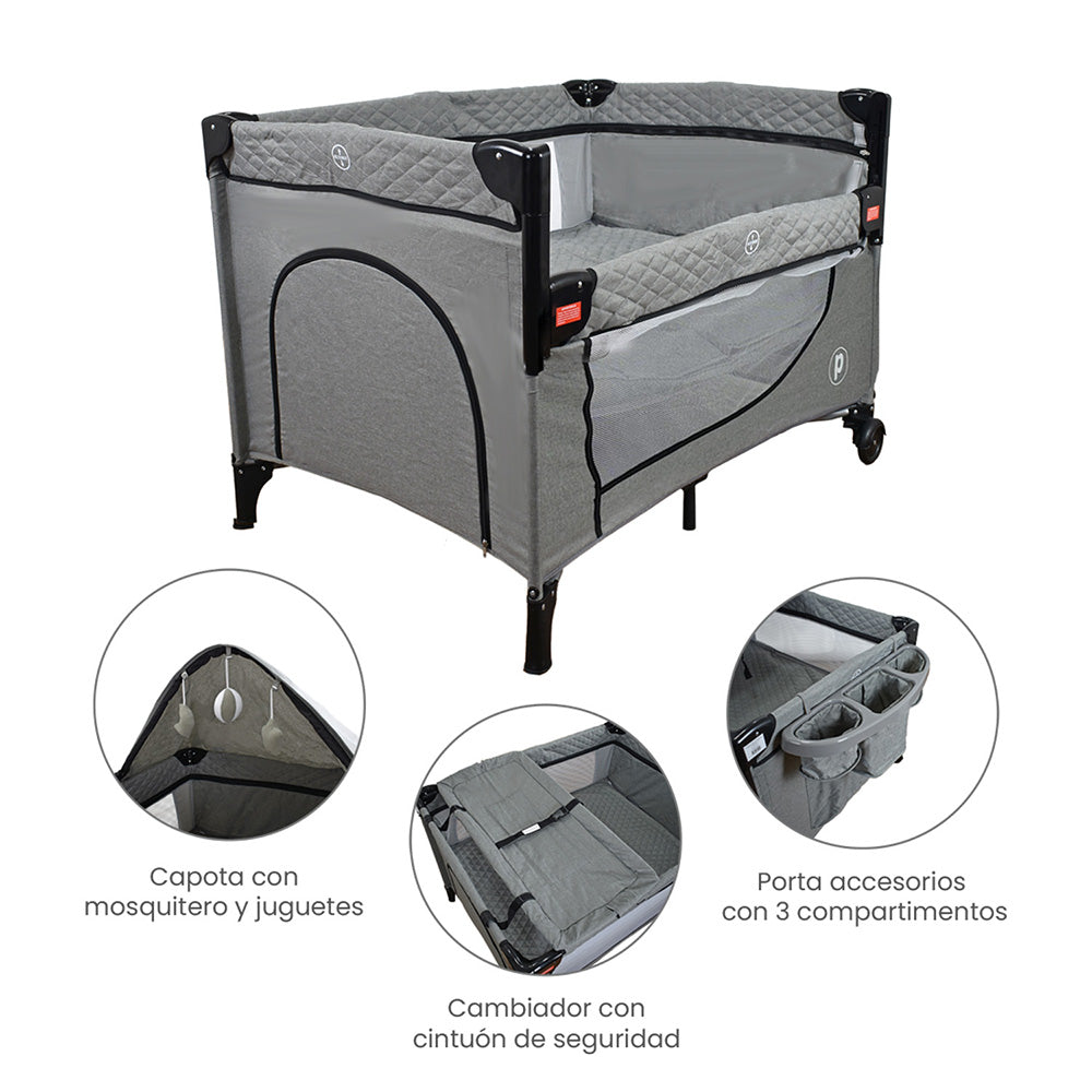 Cuna Colecho Bebe Pro-Max Priori Gris