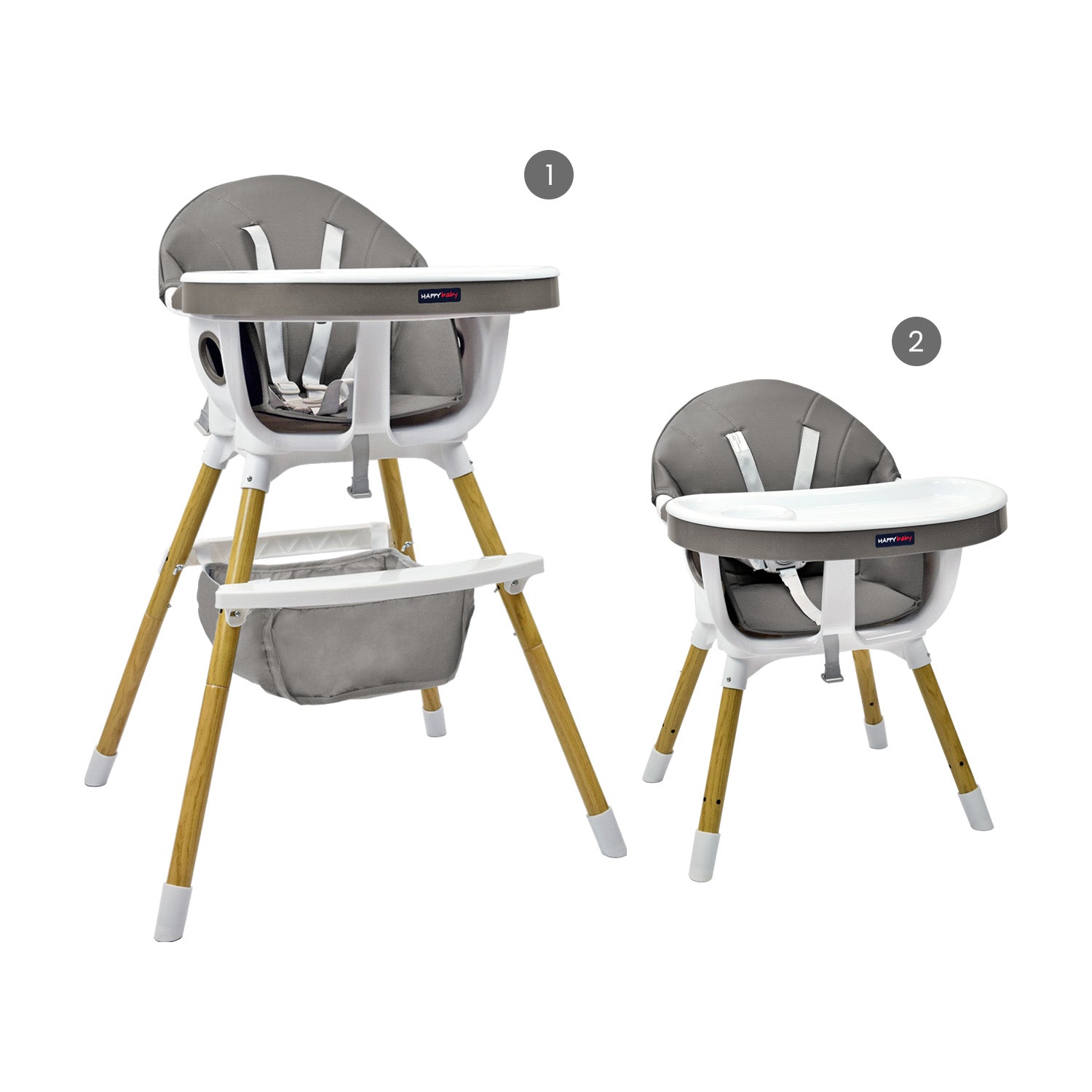 Silla Comedor Bebé 2en1 Happy Baby Rock Gris