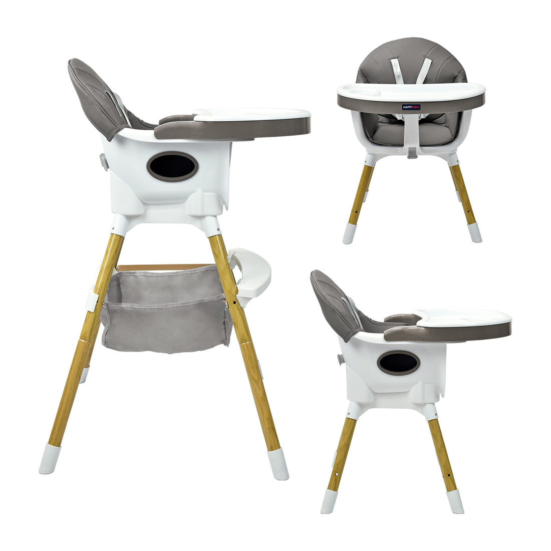 Silla Comedor Bebé 2en1 Happy Baby Rock Gris