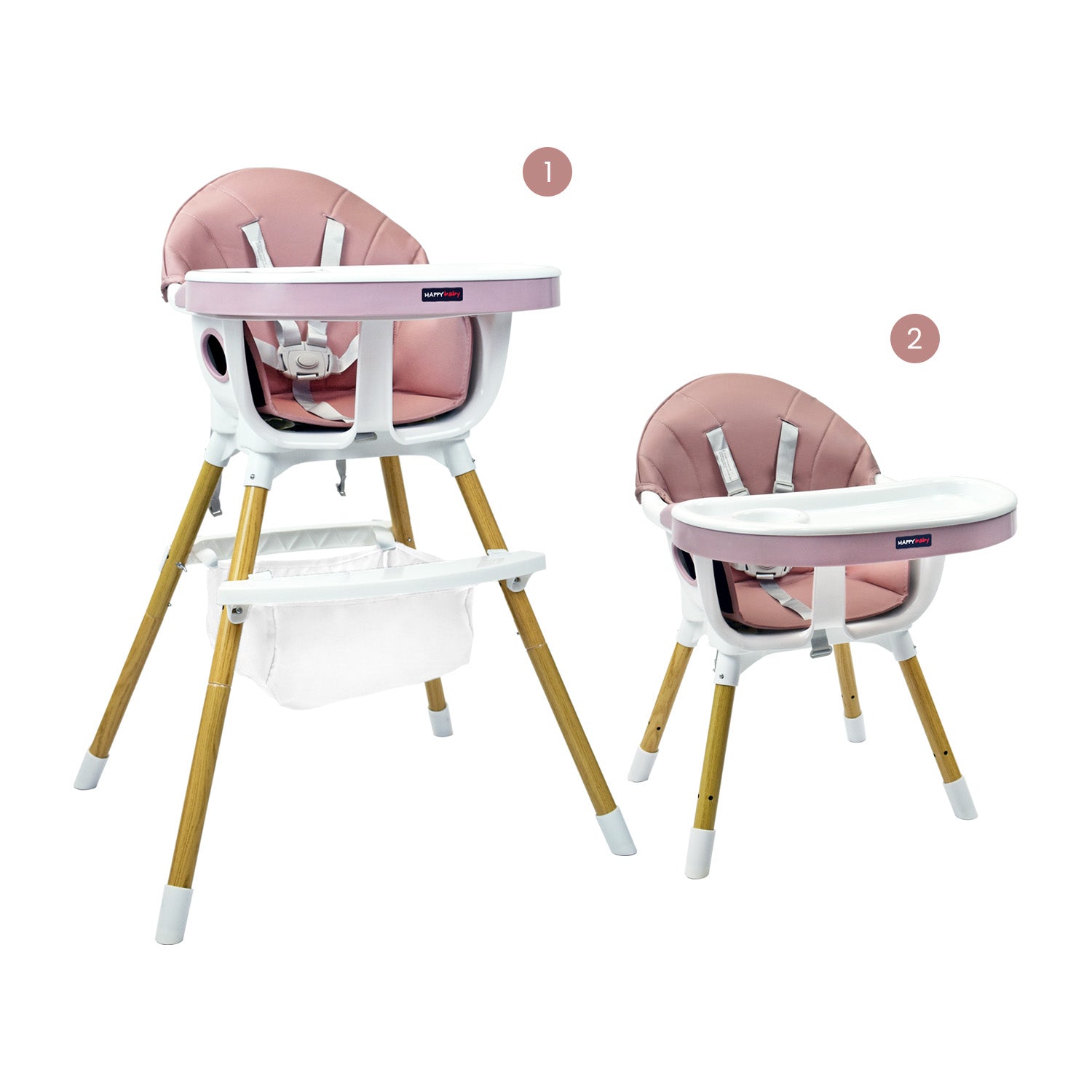 Silla Comedor Bebé 2en1 Happy Baby Rock Rosa