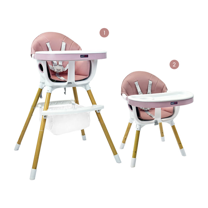 Silla Comedor Bebé 2en1 Happy Baby Rock Rosa