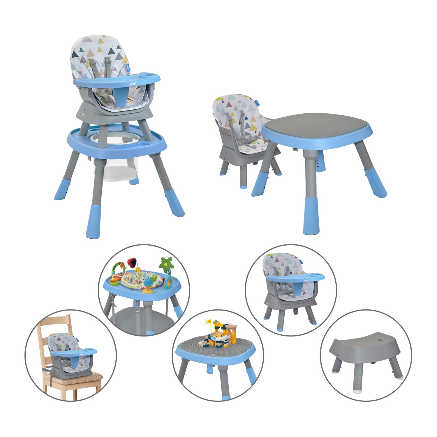 Silla Comedor Bebé 7en1 Priori Seven Azul