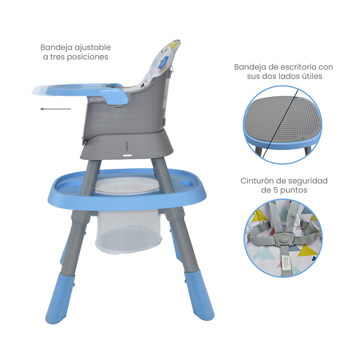 Silla Comedor Bebé 7en1 Priori Seven Azul