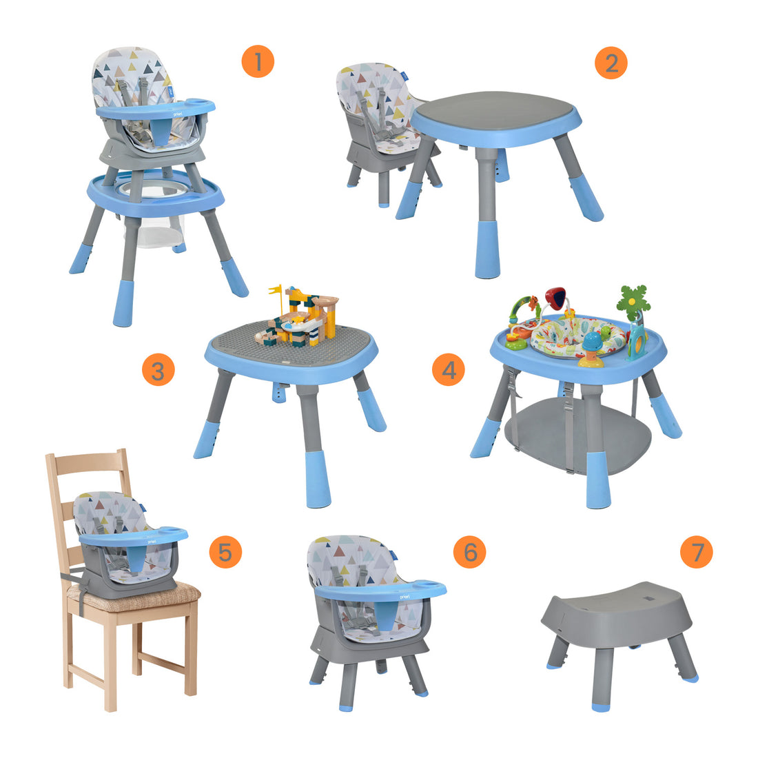 Silla Comedor Bebé 7en1 Priori Seven Azul