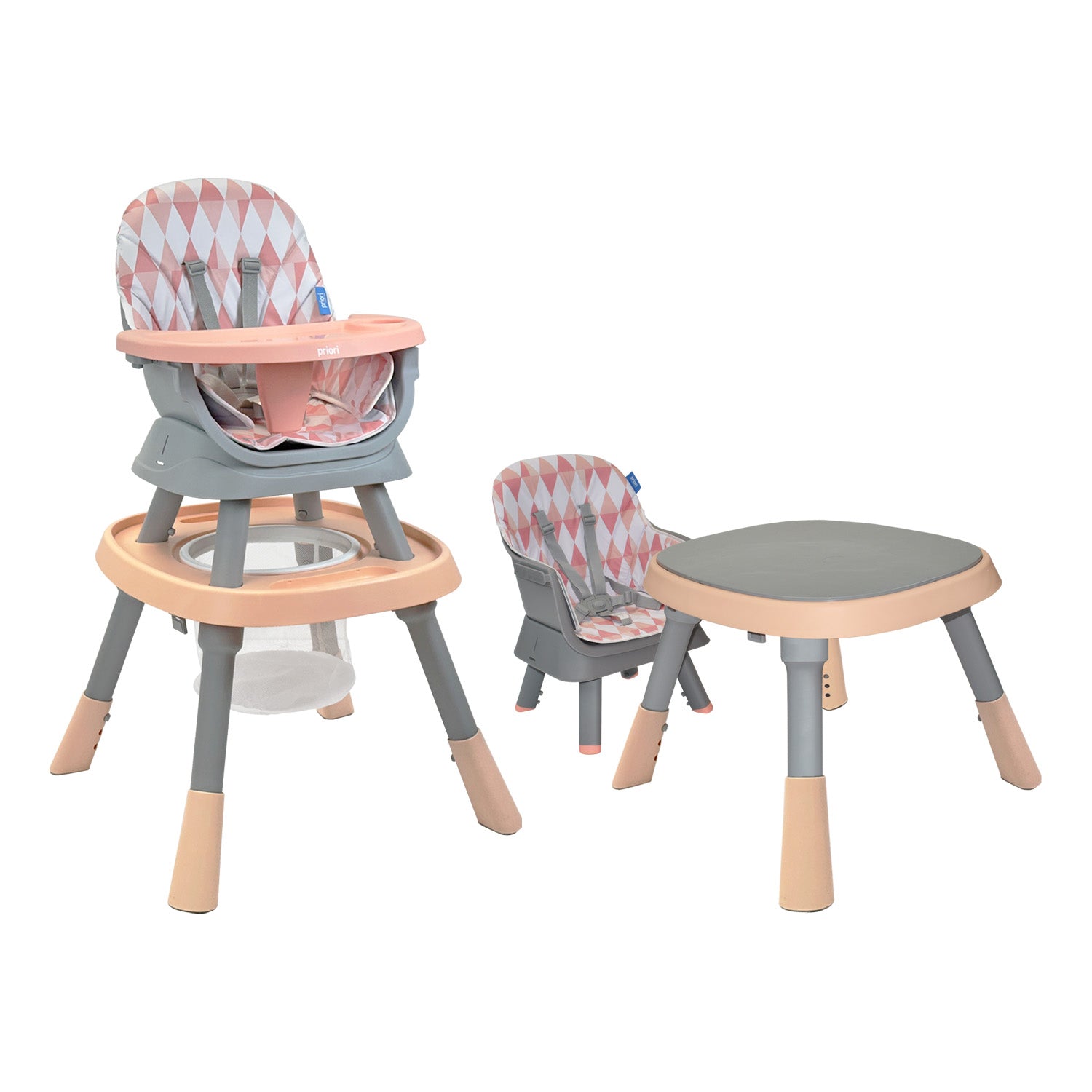 Silla Comedor Bebé 7en1 Priori Seven Rosa