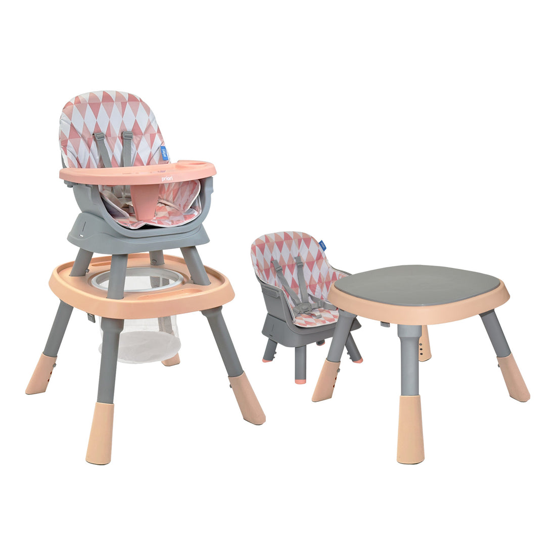 Silla Comedor Bebé 7en1 Priori Seven Rosa
