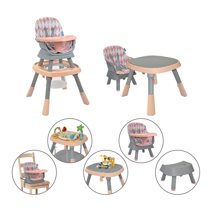Silla Comedor Bebé 7en1 Priori Seven Rosa