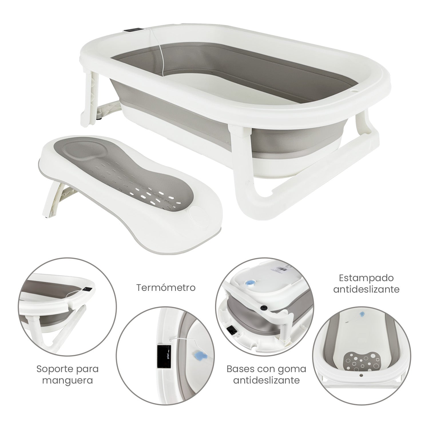 Bañera Bebe Plegable Splash Priori Gris