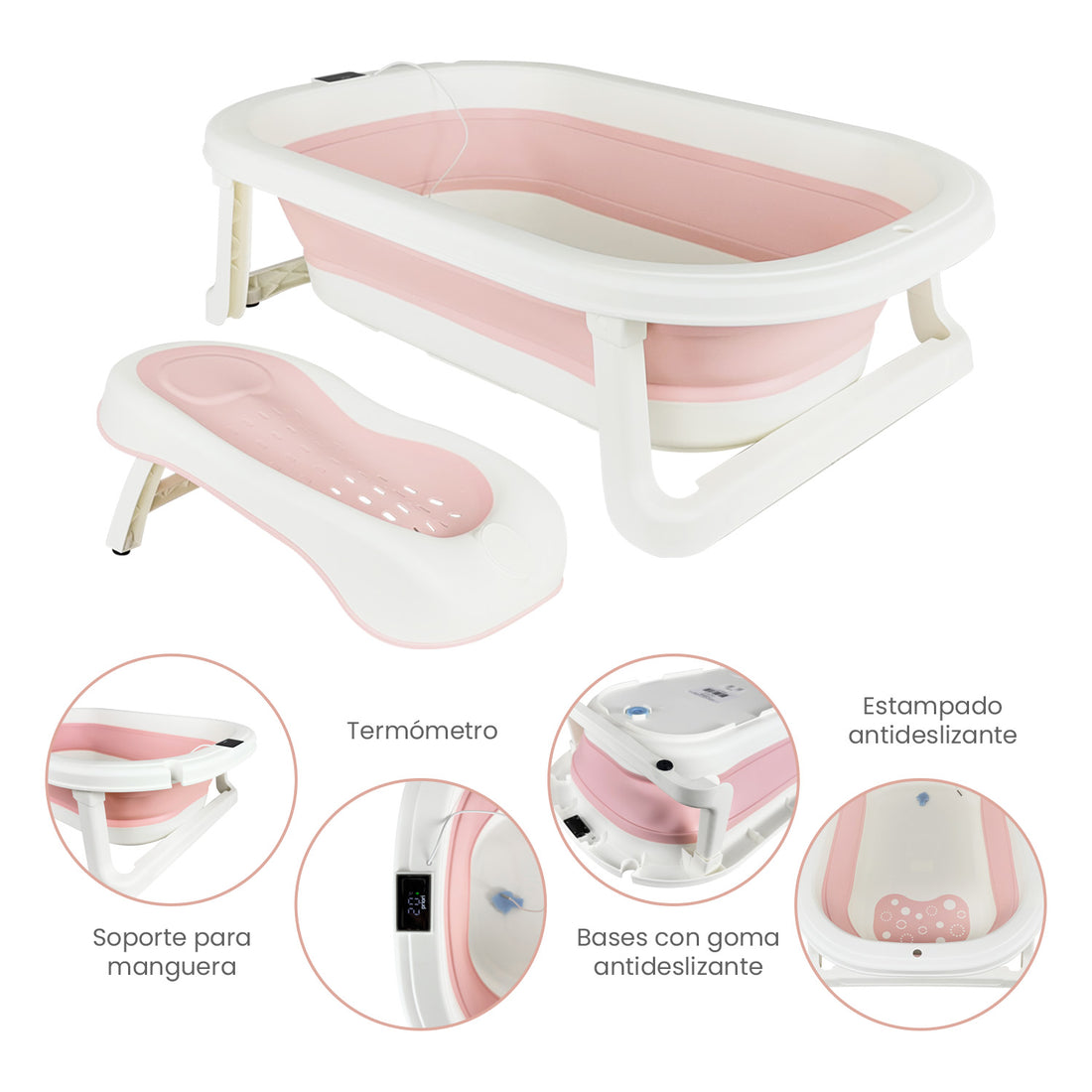 Bañera Bebe Plegable Splash Priori Rosa