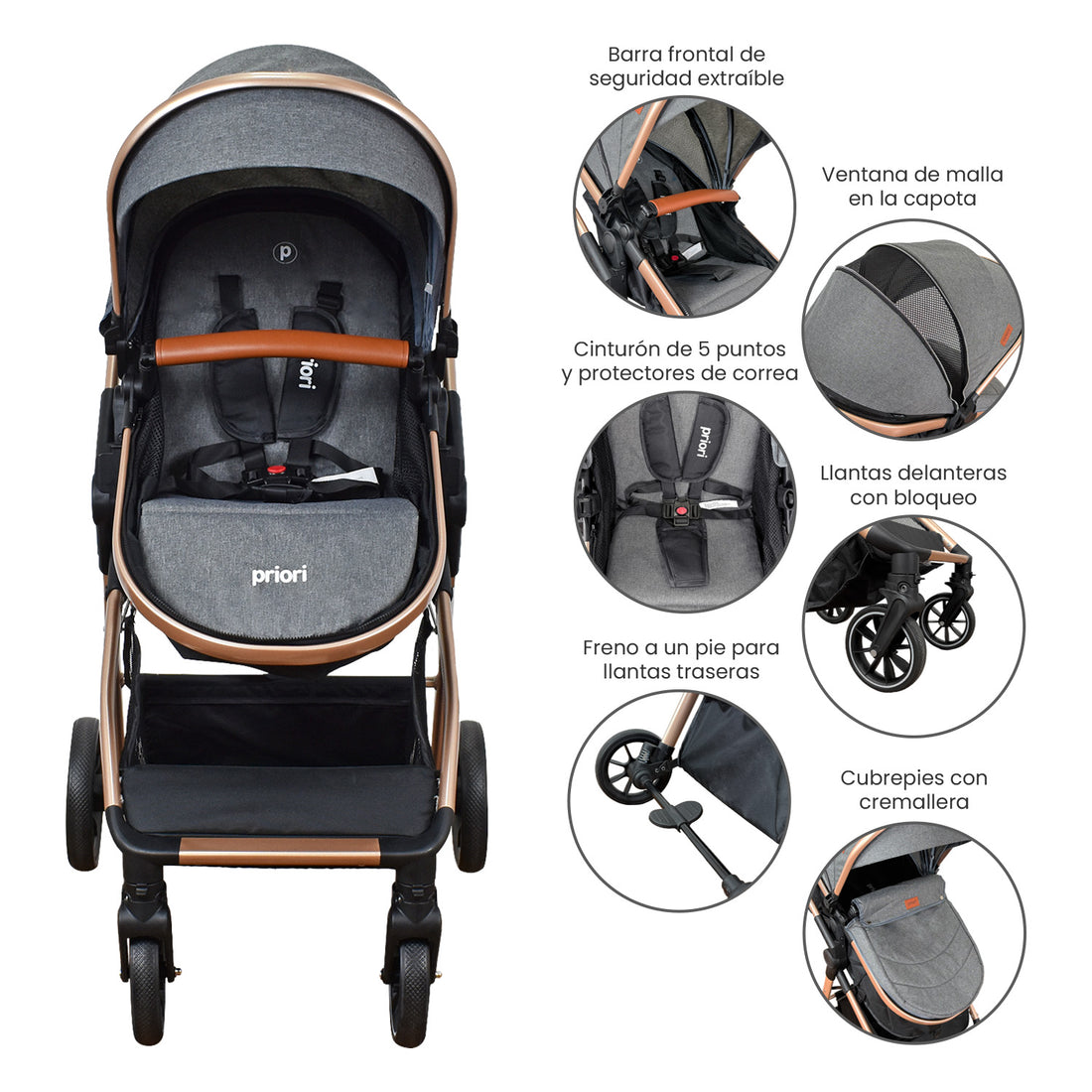 Coche Bebe Moises Ventura Priori Gris Oscuro
