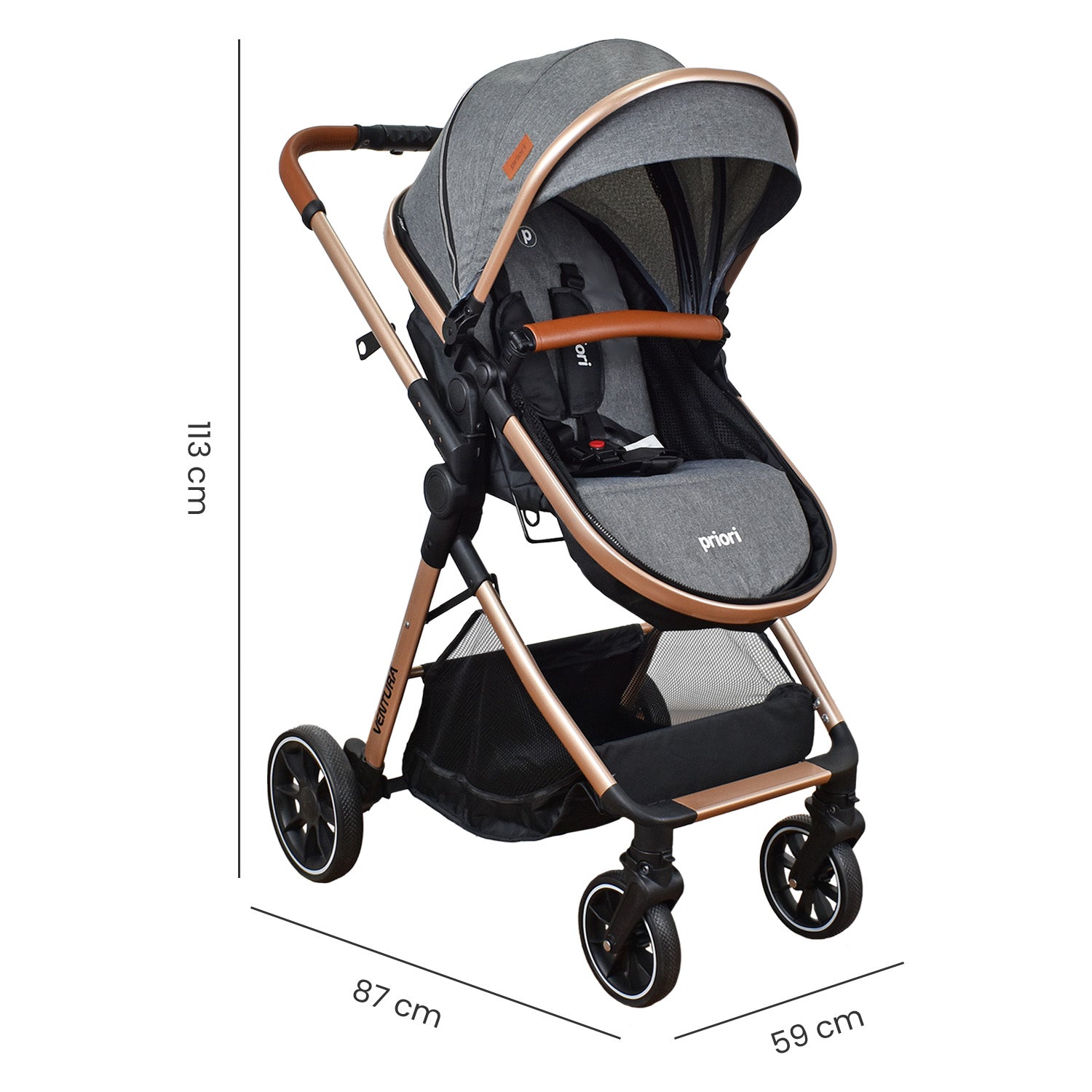 Coche Bebe Moises Ventura Priori Gris Oscuro