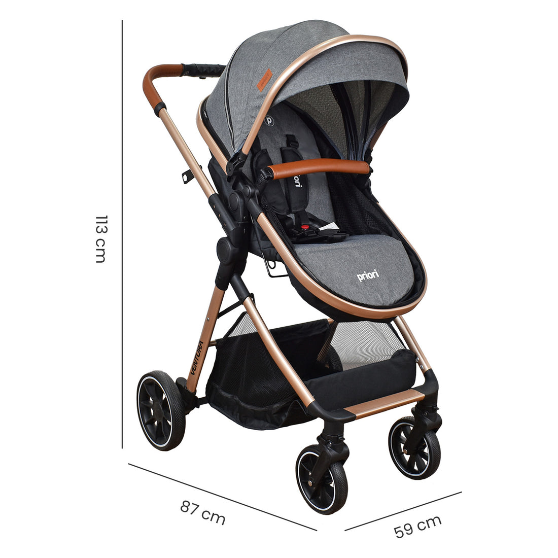 Coche Bebe Moises Ventura Priori Gris Oscuro
