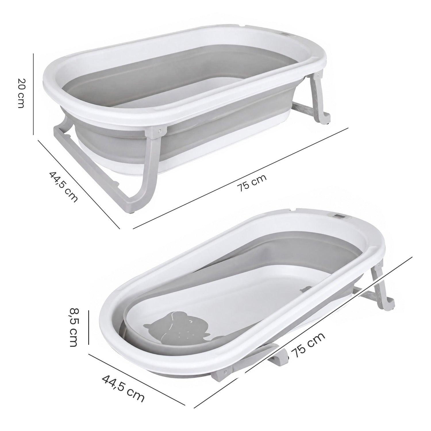 Bañera Bebe Plegable Portatil Wanda Happy Baby Gris