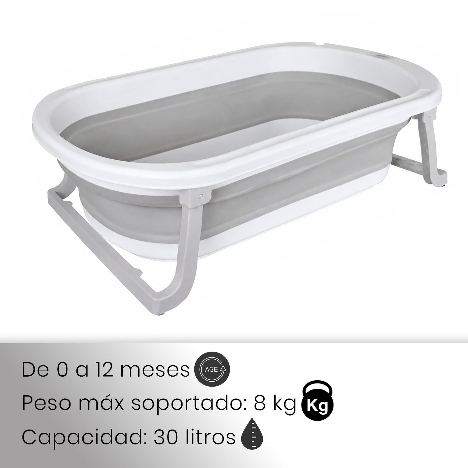 Bañera Bebe Plegable Portatil Wanda Happy Baby Gris