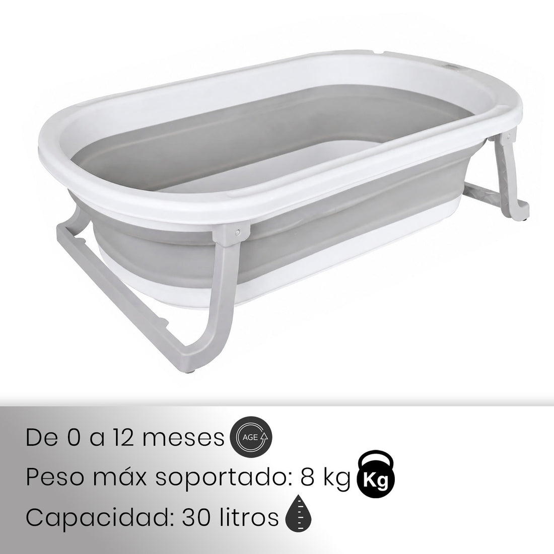 Bañera Bebe Plegable Portatil Wanda Happy Baby Gris