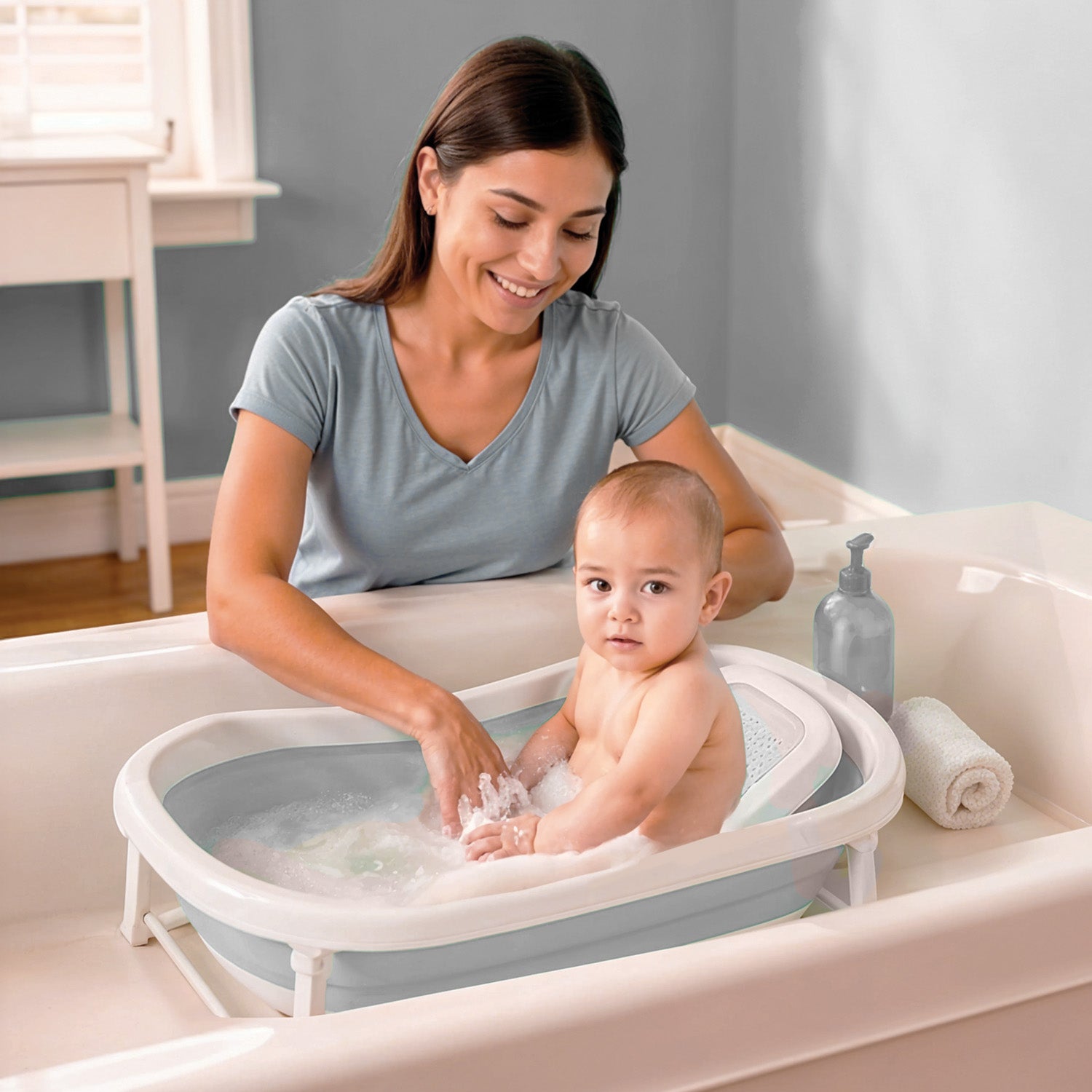 Bañera Bebe Plegable Portatil Wanda Happy Baby Gris