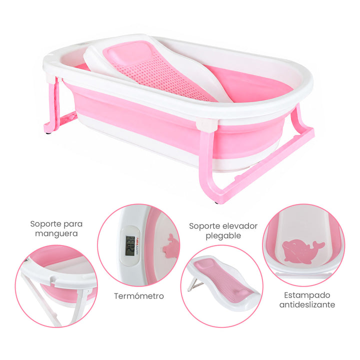 Bañera Bebe Plegable Portatil Wanda Happy Baby Rosa