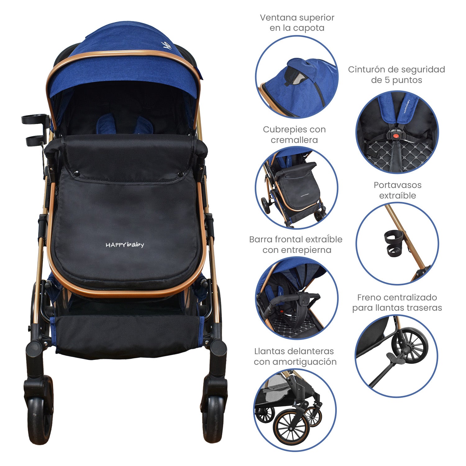 Coche Bebe Travel system Welly Happy Baby Azul