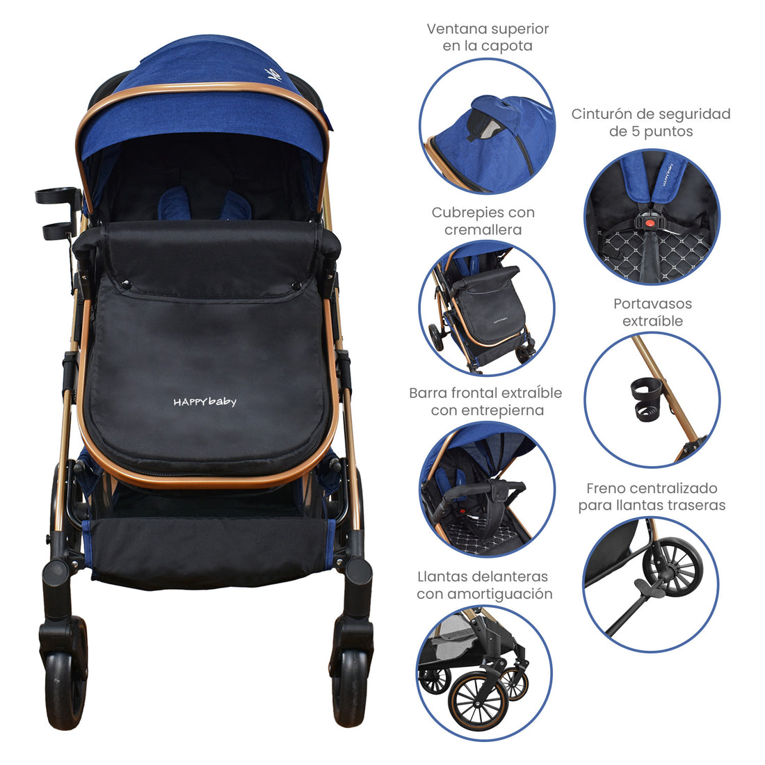 Coche Bebe Travel system Welly Happy Baby Azul