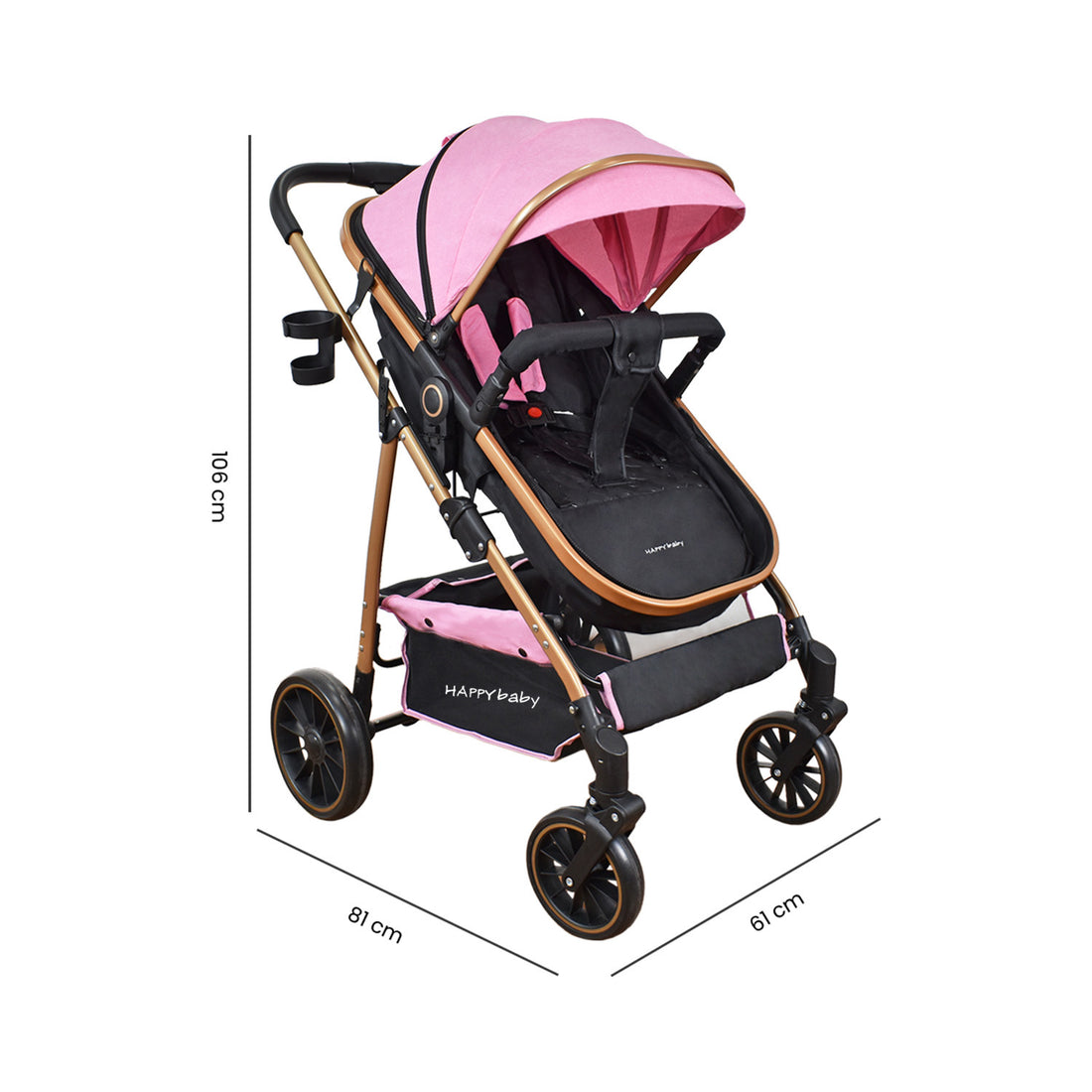 Coche Bebe Welly Happy Baby Rosado