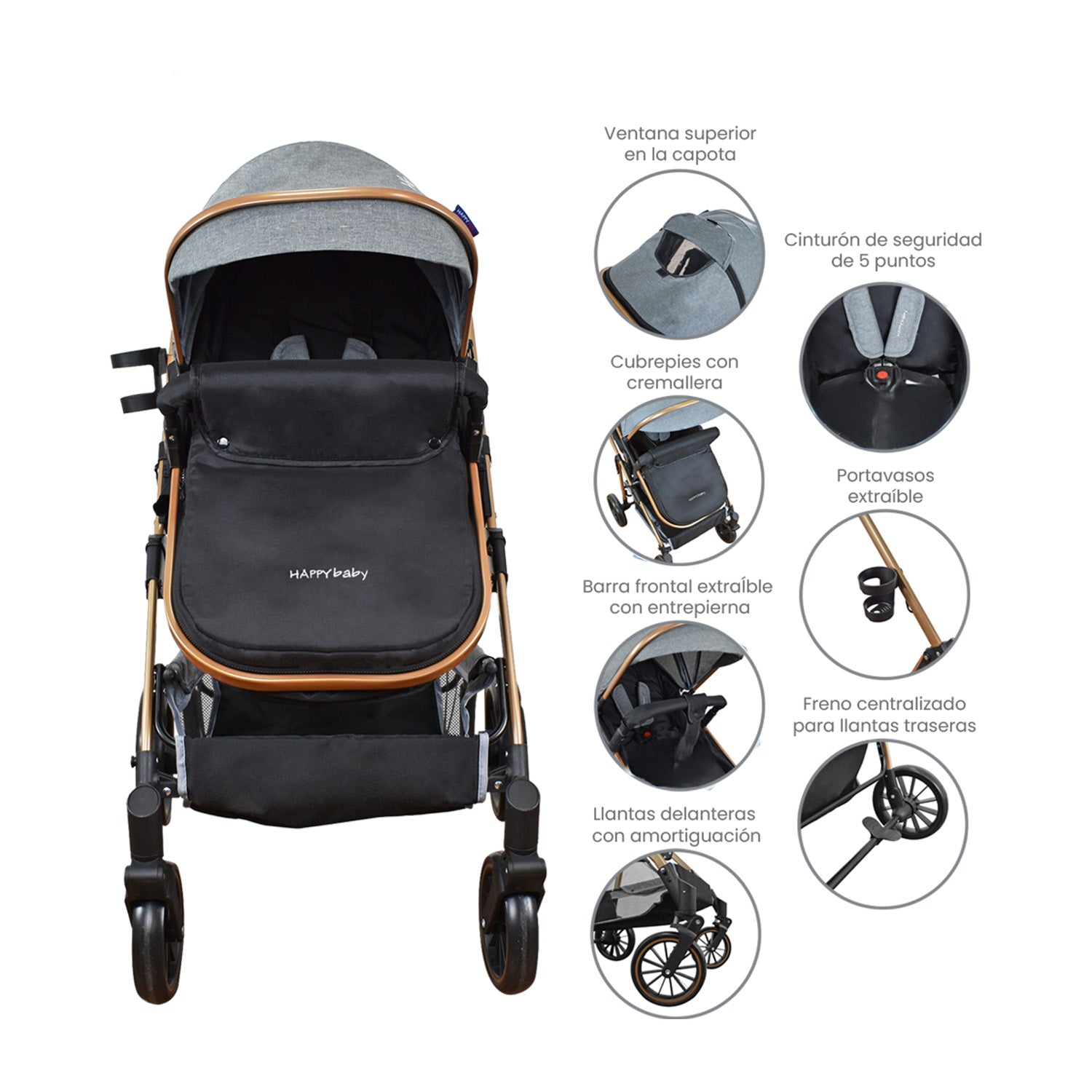 Coche Bebe Travel system Welly Happy Baby Gris