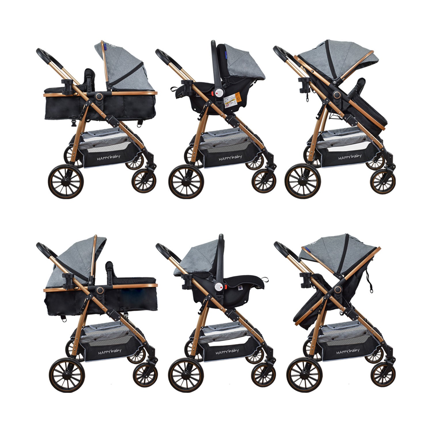 Coche Bebe Travel system Welly Happy Baby Gris