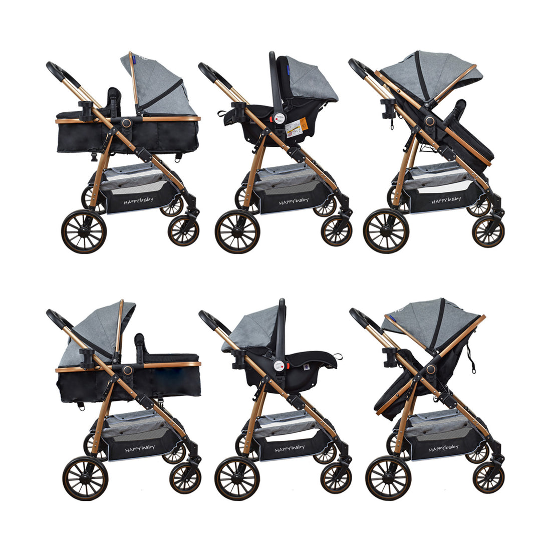Coche Bebe Travel system Welly Happy Baby Gris