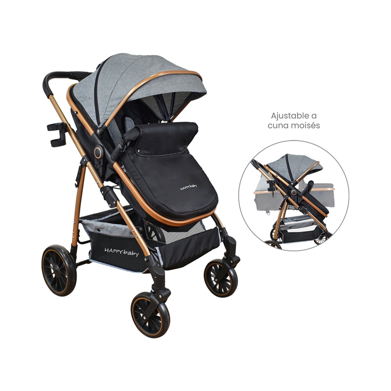 Coche Bebe Travel system Welly Happy Baby Gris