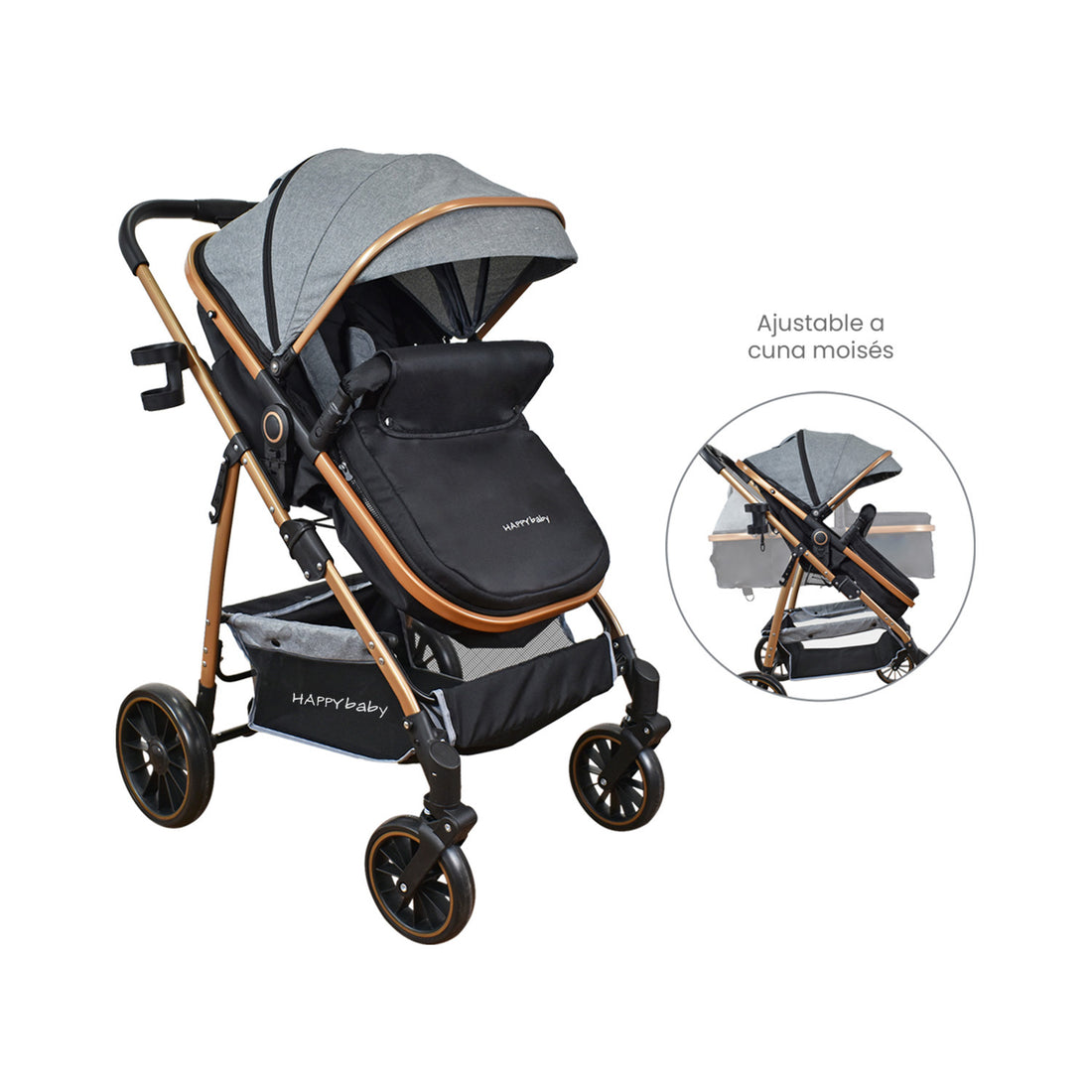 Coche Bebe Travel system Welly Happy Baby Gris