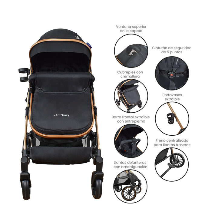 Coche Bebe Travel system Welly Happy Baby Negro