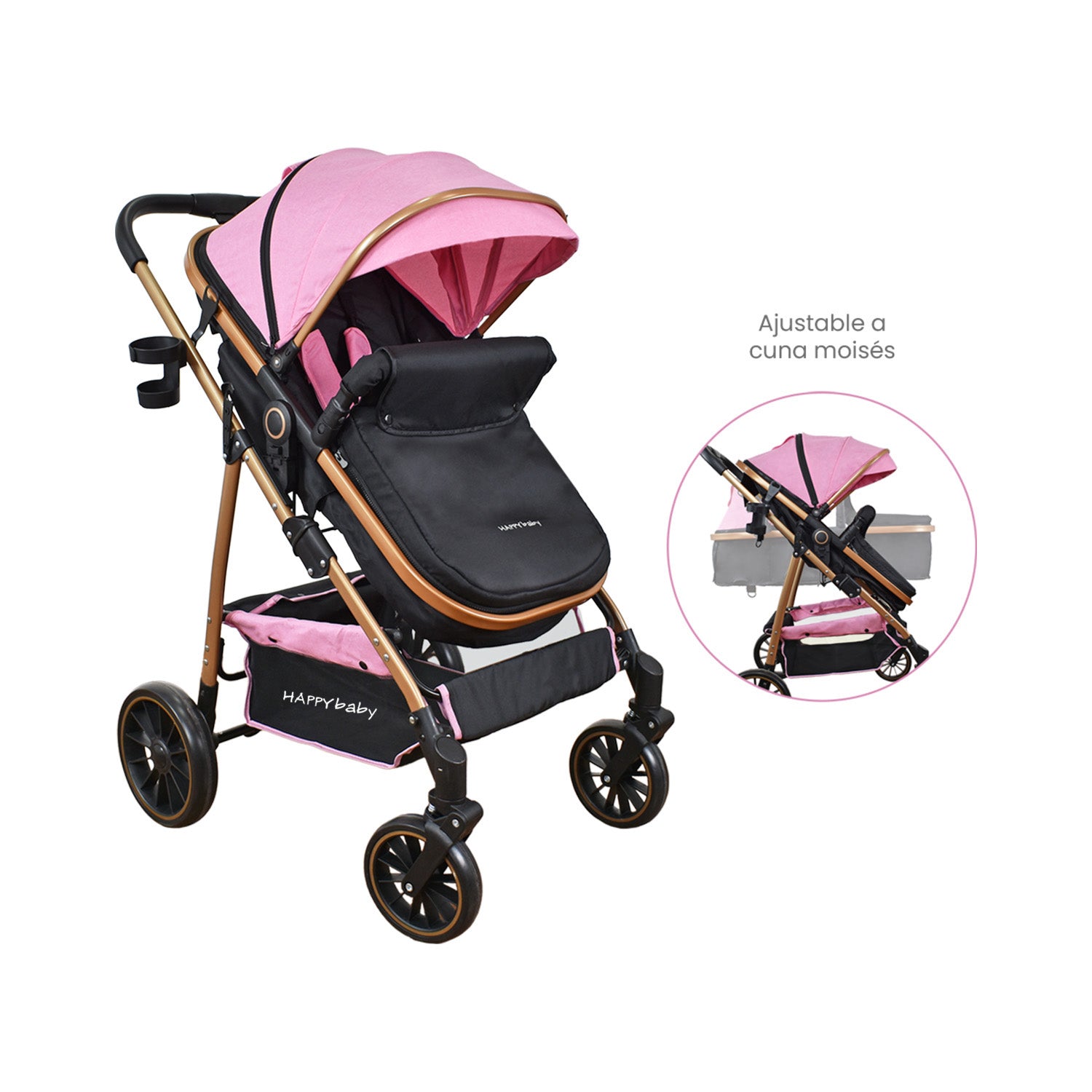 Coche Bebe Travel system Welly Happy Baby Rosado
