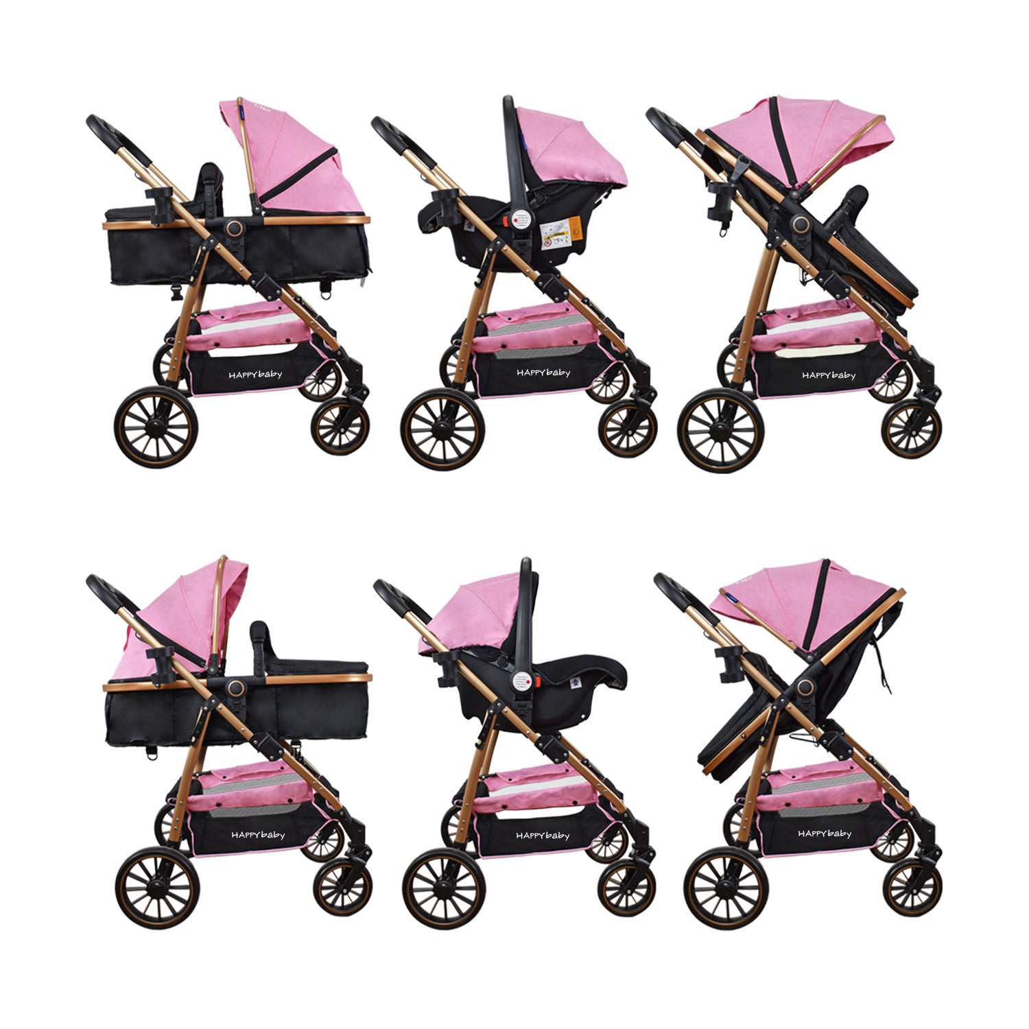 Coche Bebe Travel system Welly Happy Baby Rosado