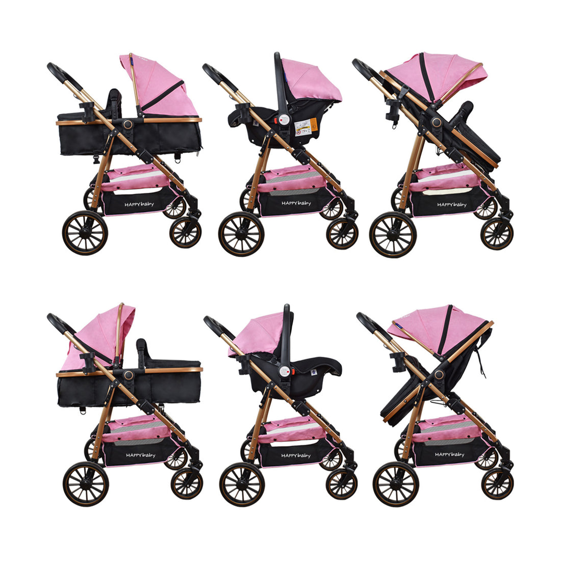 Coche Bebe Travel system Welly Happy Baby Rosado