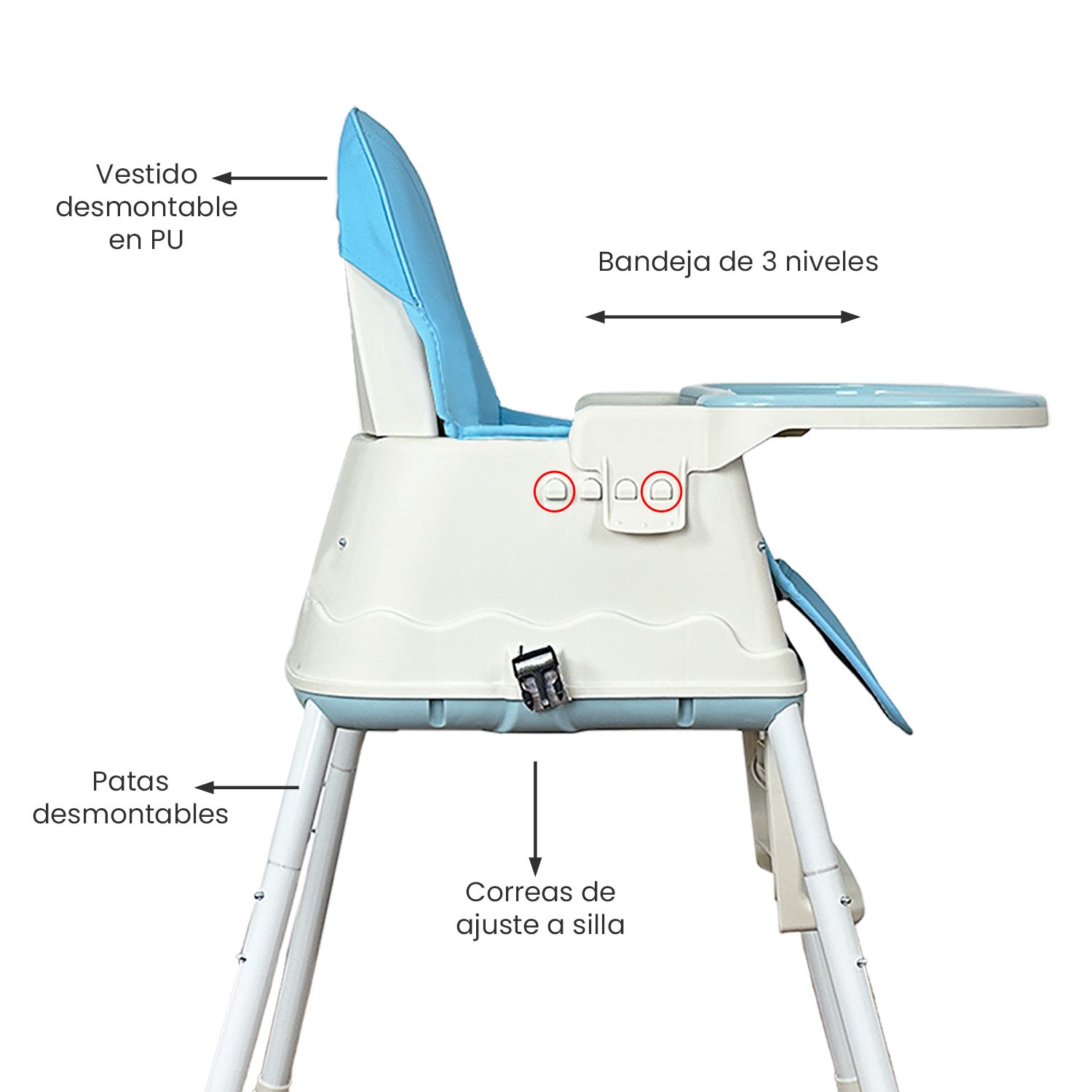 Silla comedor bebe 4en1 Happy Baby Zoe Azul