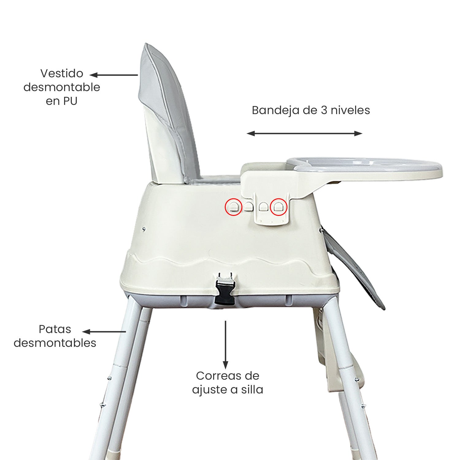 Silla comedor bebe 4en1 Happy Baby Zoe Gris