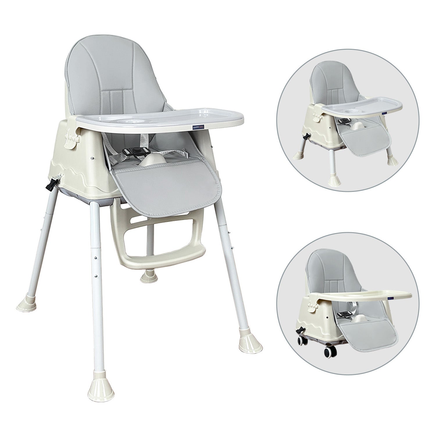 Silla comedor bebe 4en1 Happy Baby Zoe Gris