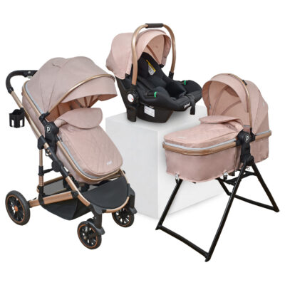 Coche Bebe 4 en 1 Travel System Cris Priori Rosa